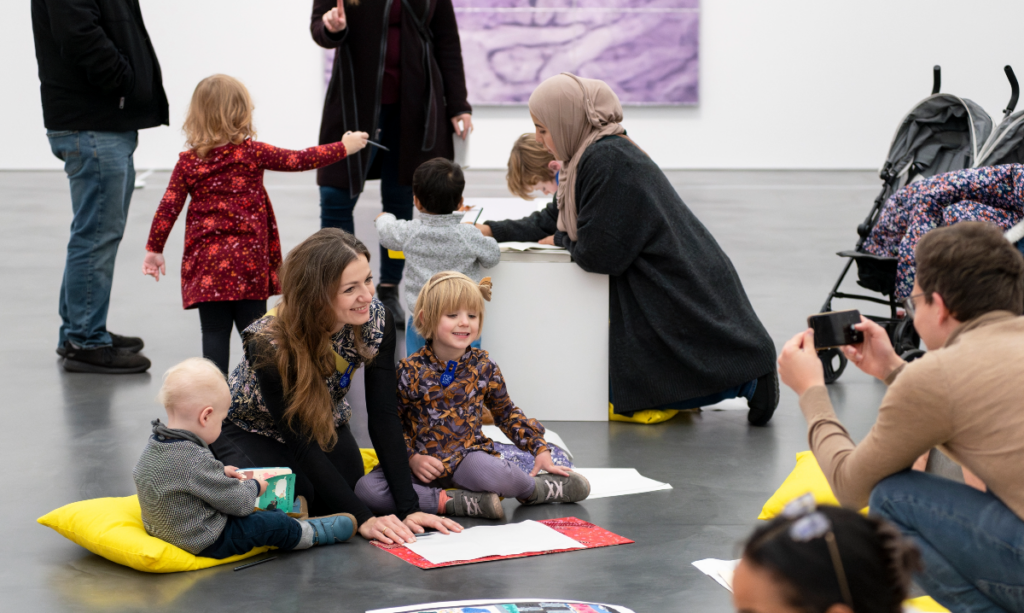 Families in the gallery during Family Day at the Museum of Contemporary Art in Chicago